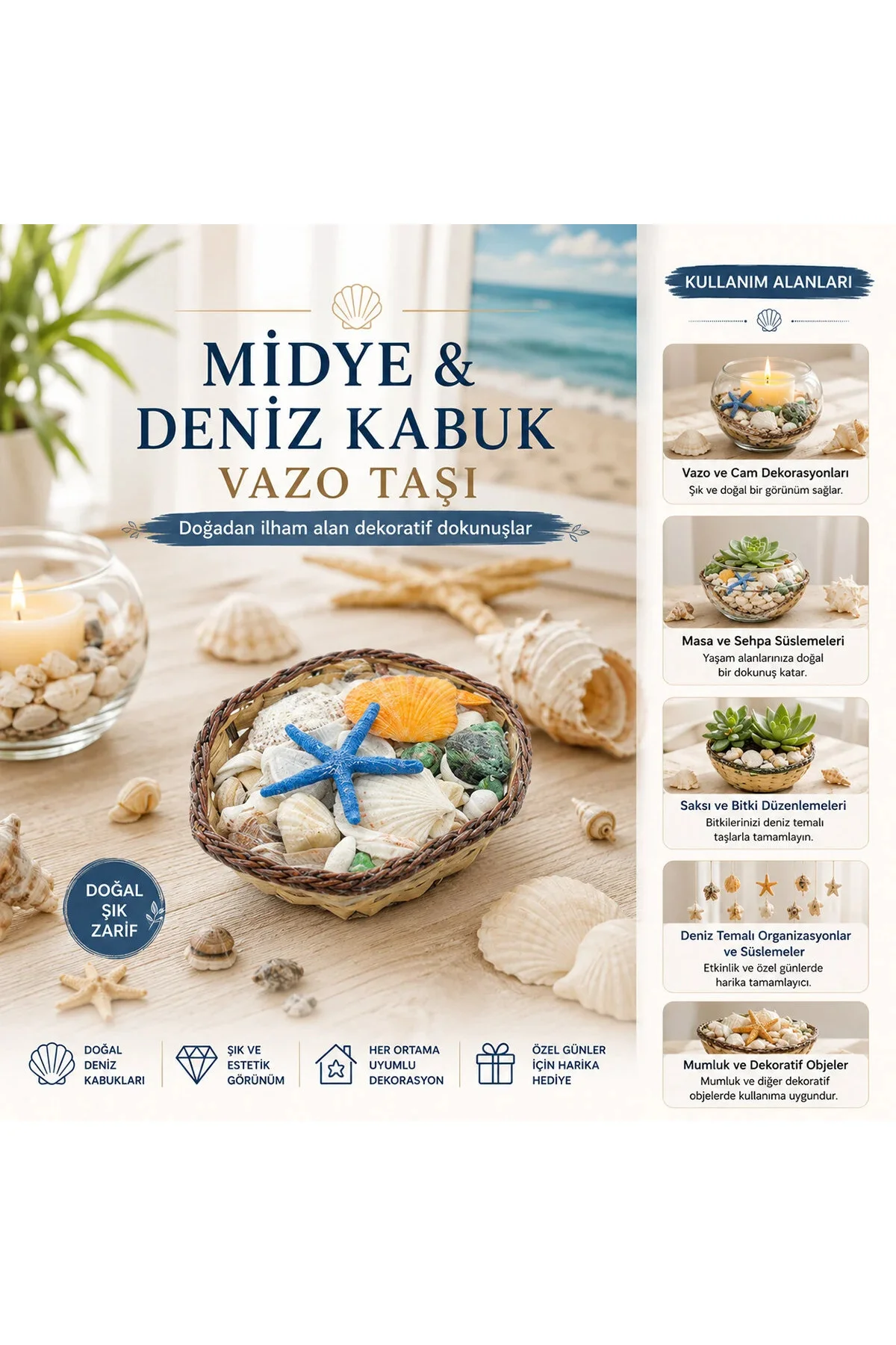 Küçük - Kare - Ahşap Sepetli Renkli x dye - Deniz Kabuk Vazo Taşı Küçük - Kare - Ahşap Sepetli Renkli x dye - Deniz Kabuk Vazo Taşı