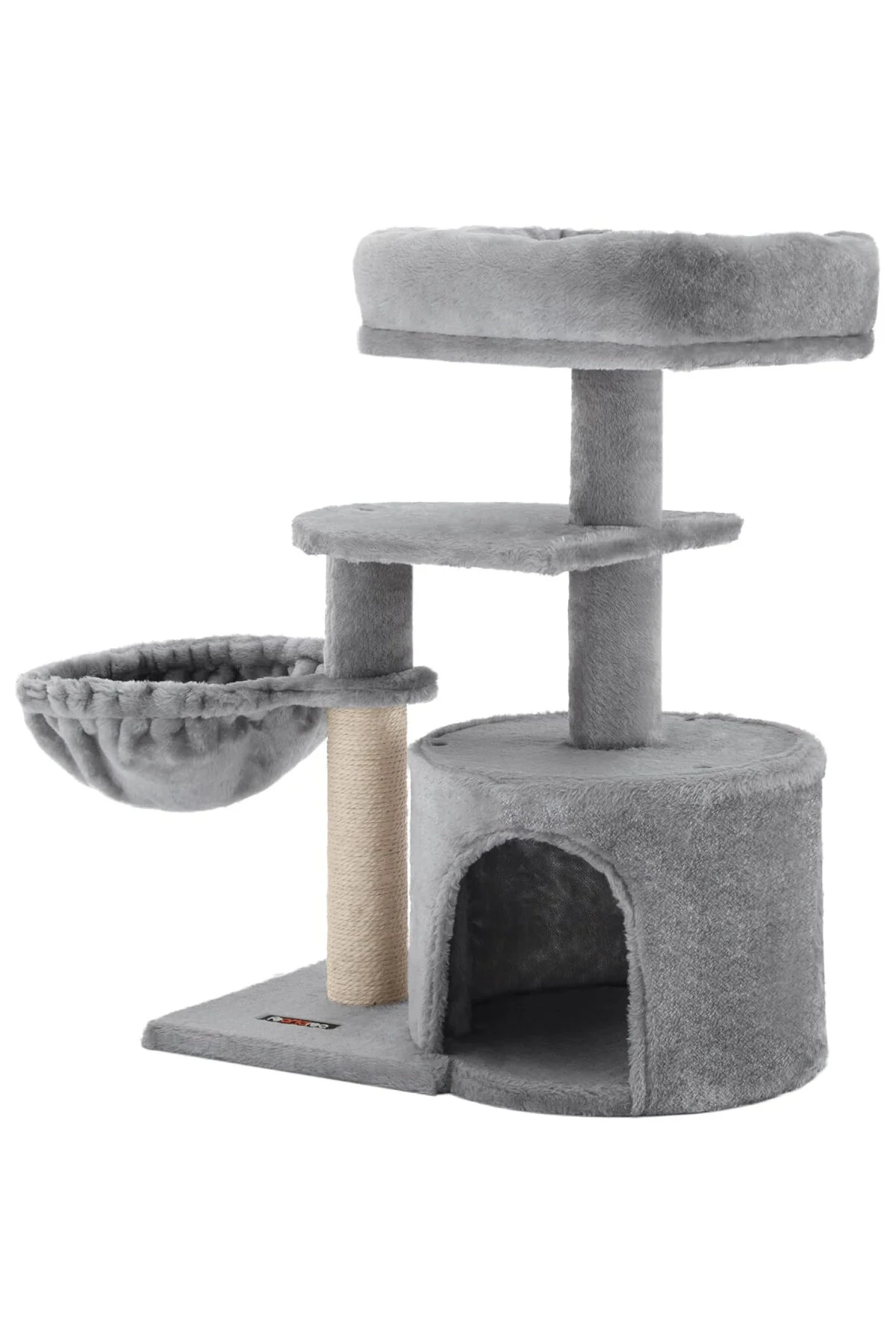 Küçük Kedi Ağacı Tırmalama Direği Çok Katlı 68 cm, Açık Gri