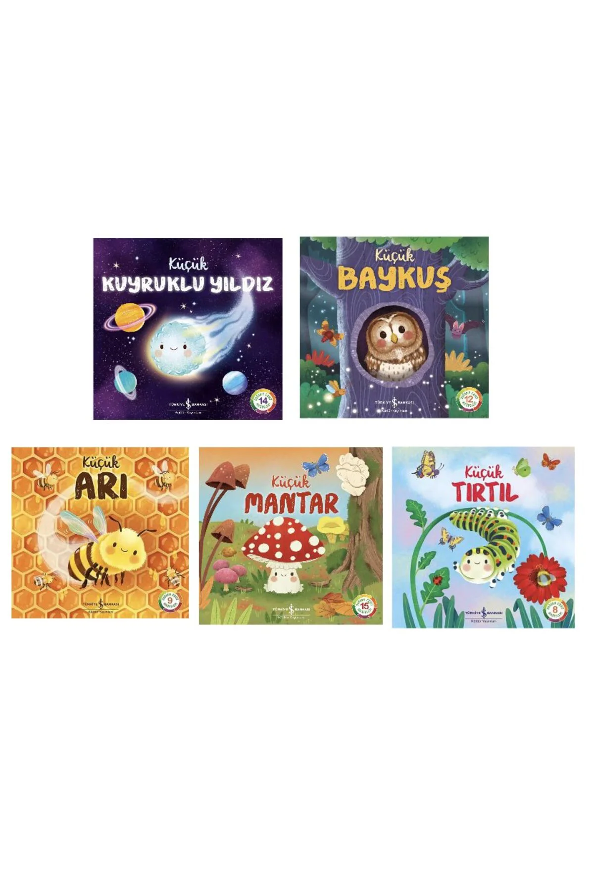 kucuk kuyruklu yildiz + kucuk baykus + kucuk ari + kucuk mantar + kucuk tirtil = (5adet kitap)
