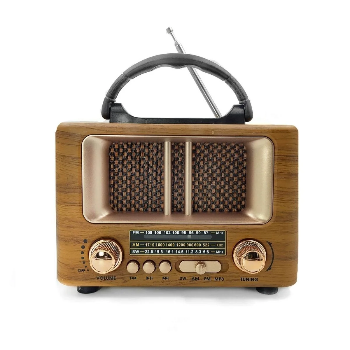 Küçük Mini Boy Retro Ahşap Tasarım Bluetooth Hoparlörlü Radyo Fm/am Destekli, Şarjlı Ve Taşınabilir Radyo Ns-8108 5224