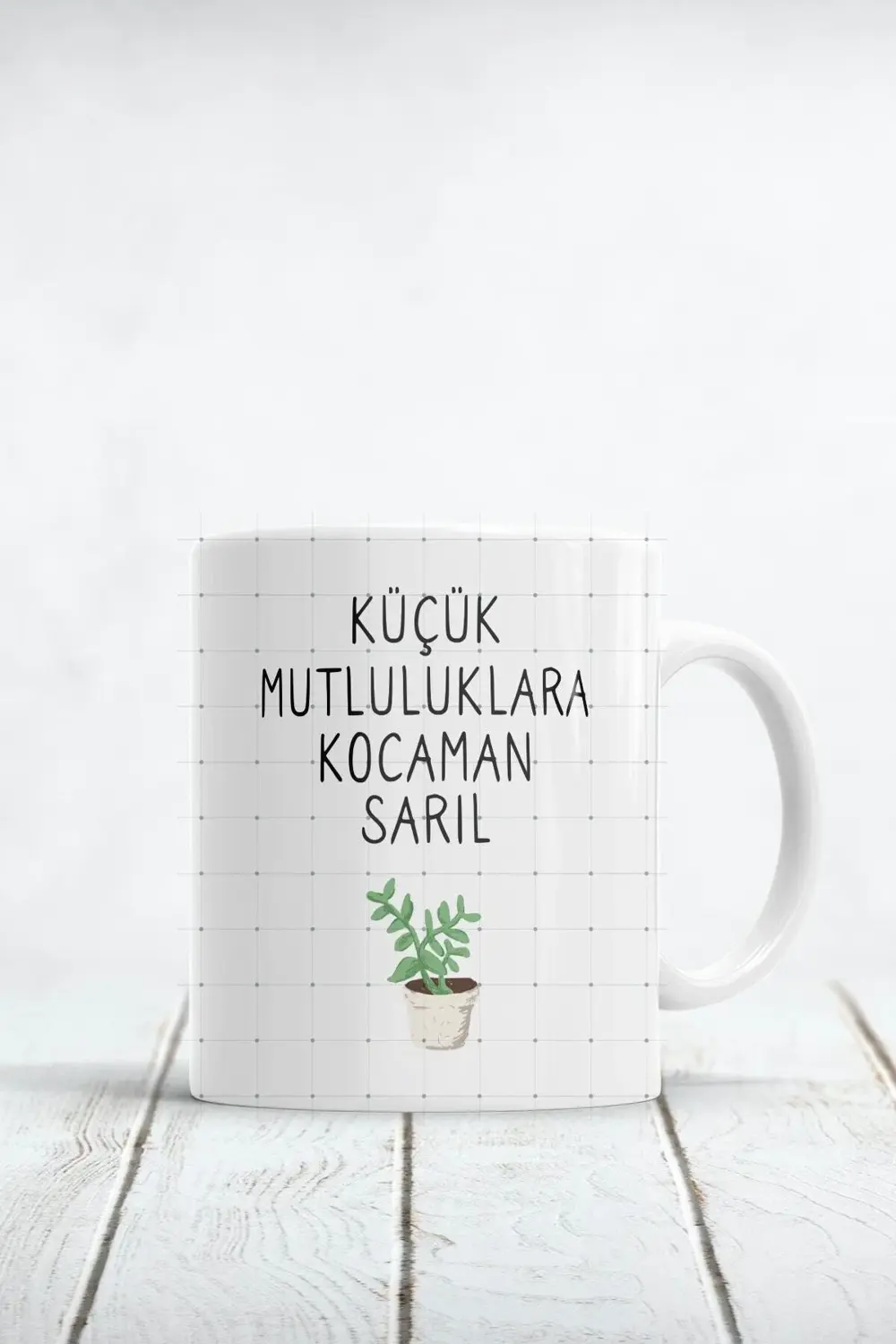 Küçük Mutluluklara Kocaman Sarıl Baskılı Kupa Bardak