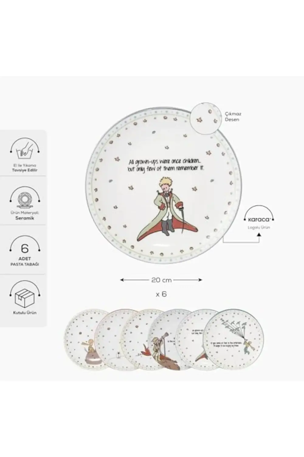 Küçük Prens Yeni 20 Cm 6 Parça Seramik Pasta Seti 1178227