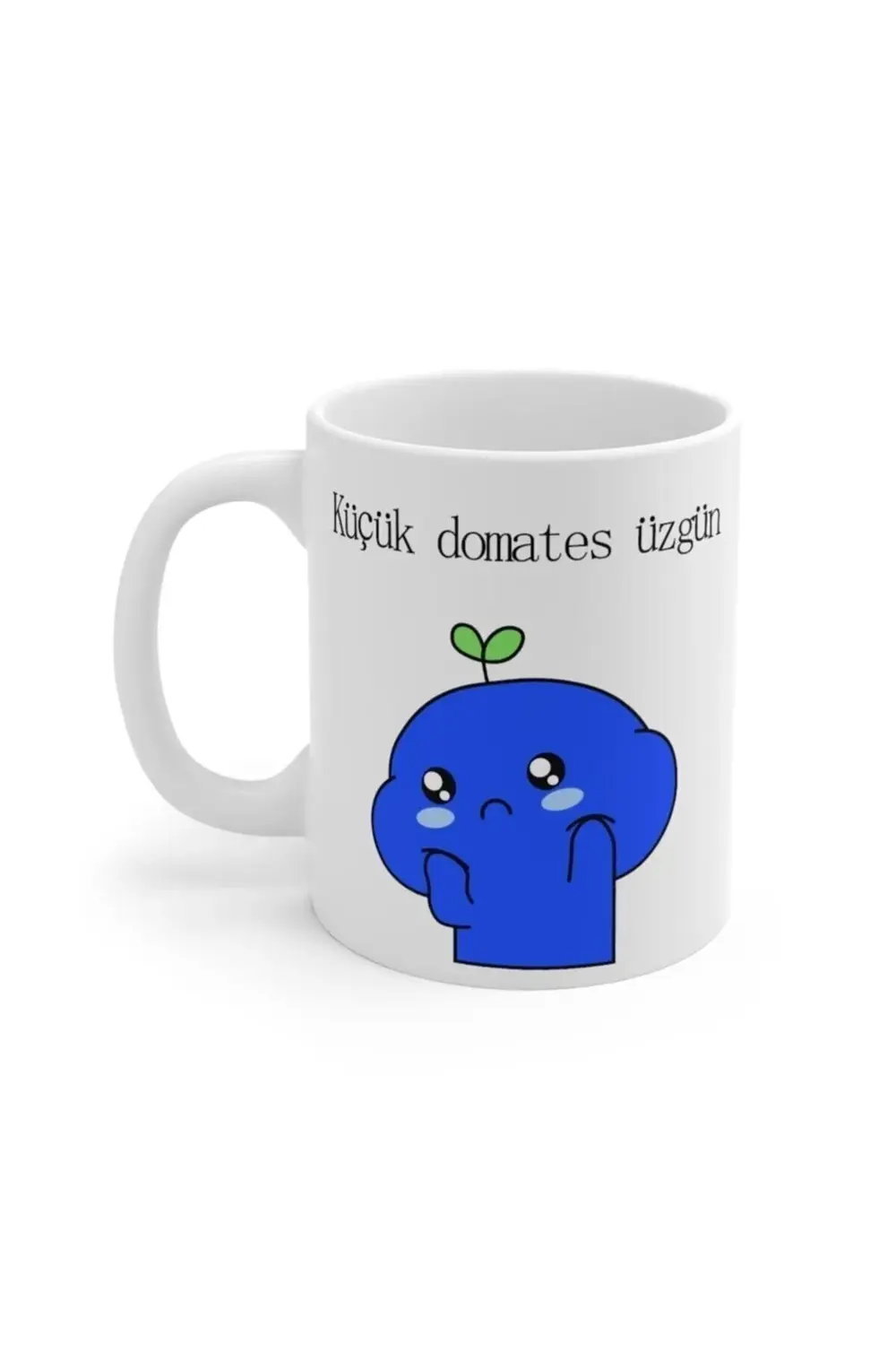 Küçük Renkli Mavi Domates Baskılı Kupa Bardak