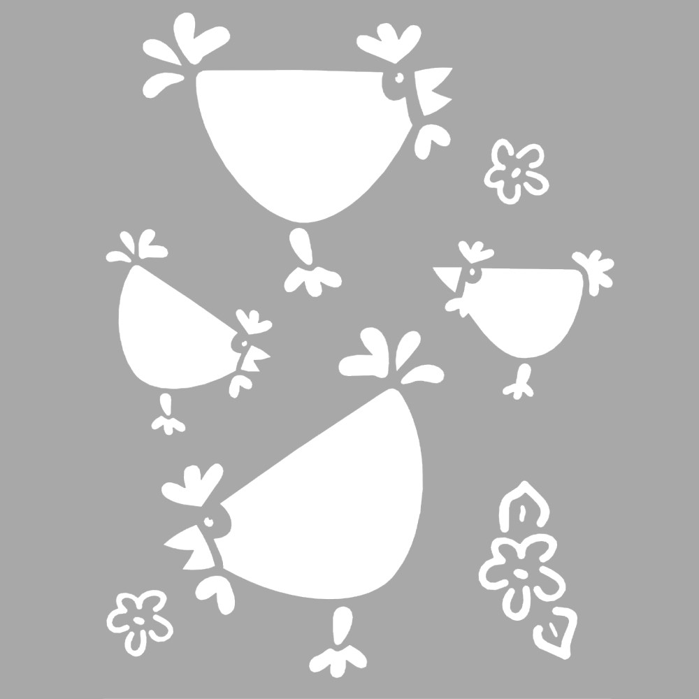 Artikel Küçük Tavuklar Stencil Boyama Şablonu 30X30 Cm, Duvar Stencil, Fa