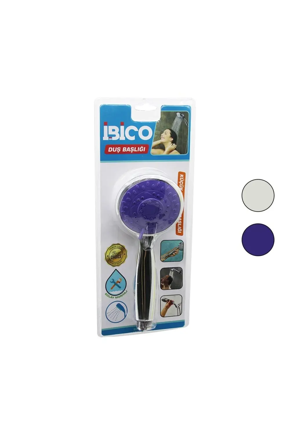 Küçük Yuvarlak - Bombeli=8Cm Duş Başlik Kademeli Krom Gövde-Beyaz