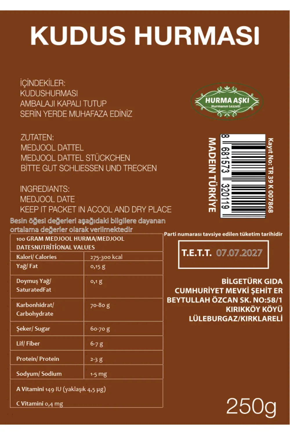 Kudus Hurması 250 Gr