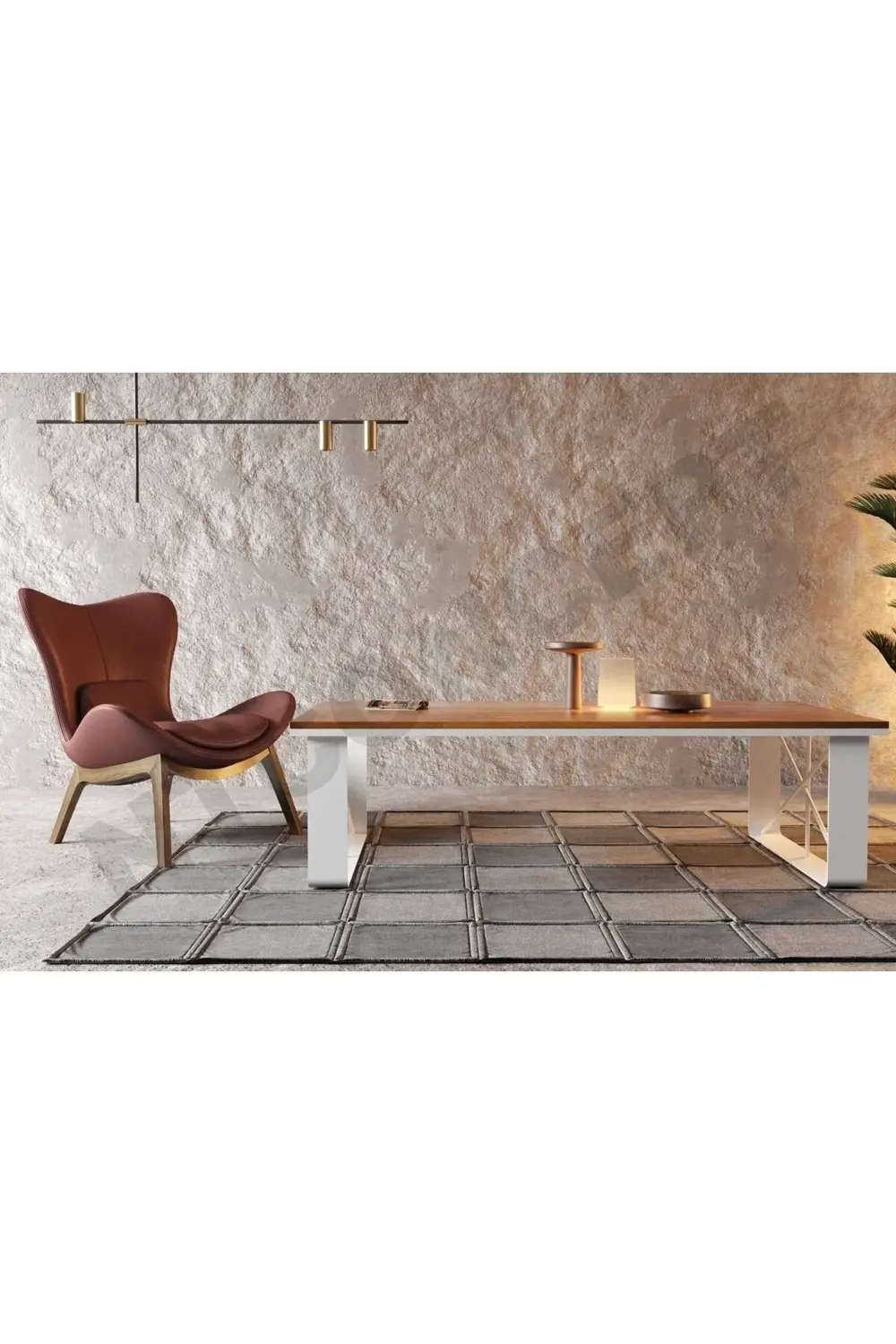 Nt Concept Kue Doğal Ahşap Sehpa 75 Cm-160 Cm-H44 Cm