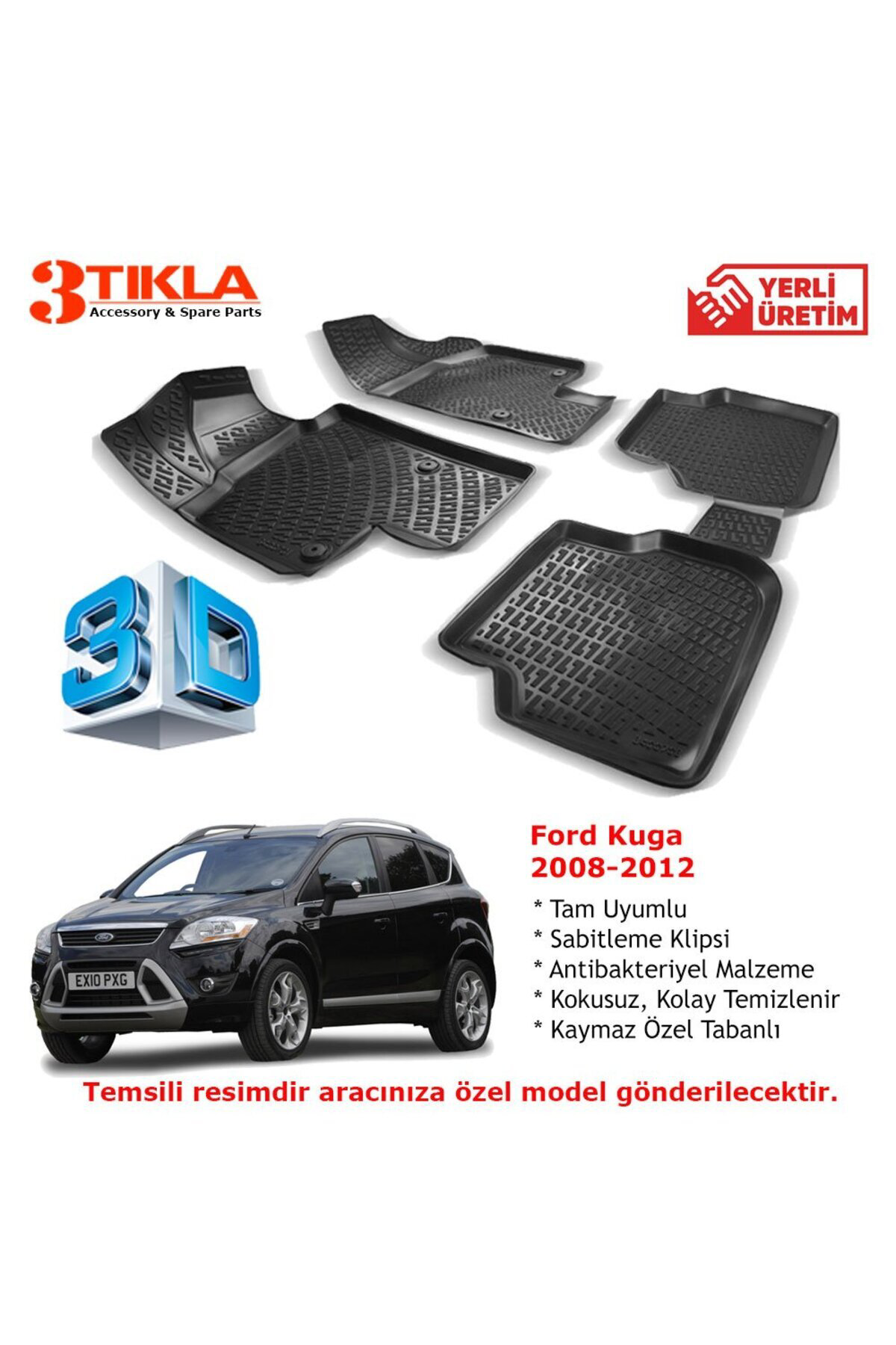 Kuga 2008-2012 Premium 3D Havuzlu Paspas Seti