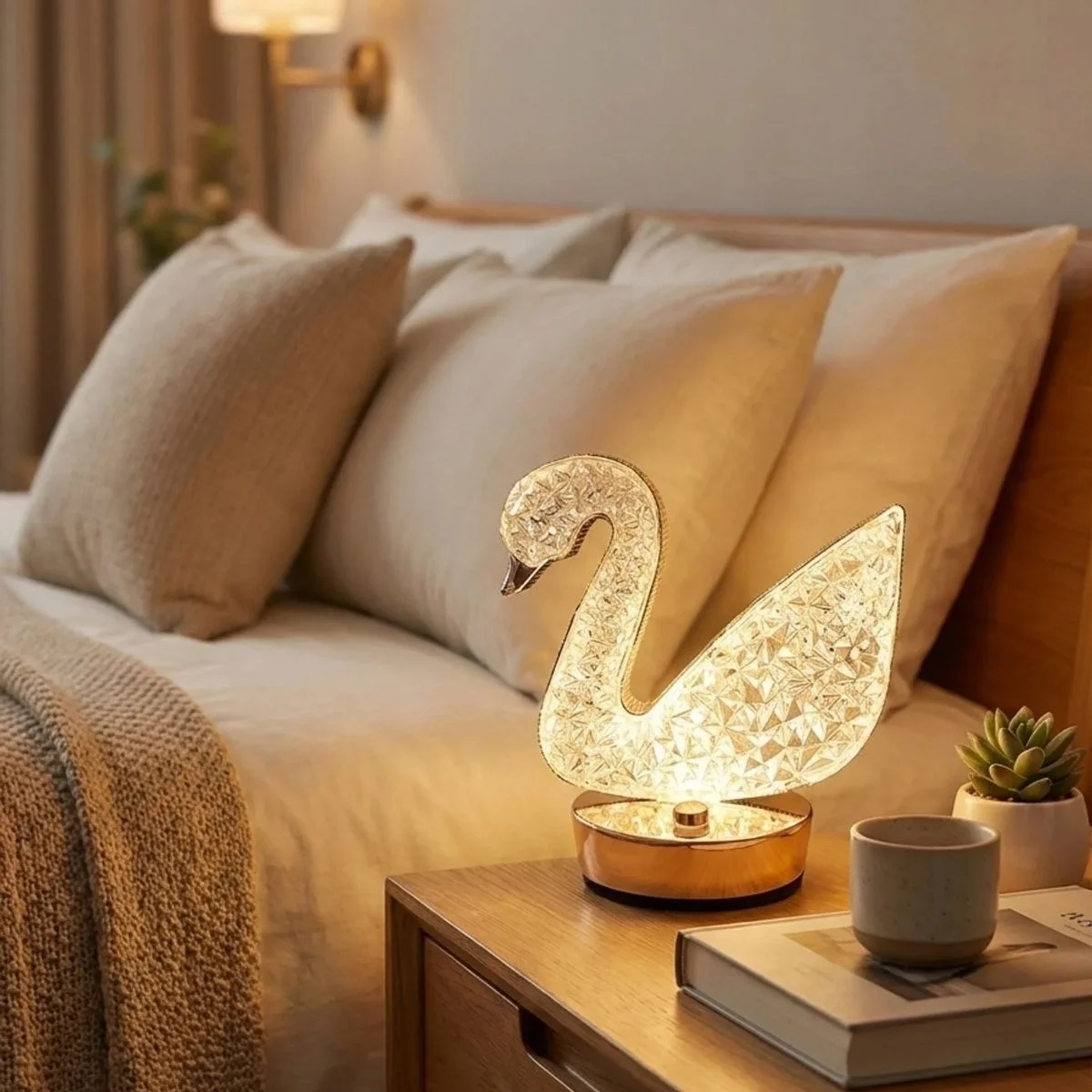 Kuğu Model Kristal Led Masa Lambası – Dokunmatik, 3 Renk Işık Modlu, Şarjlı Mini Dekoratif Gece Lambası Bx40 Fiyatı, Yorumları ve Özellikleri