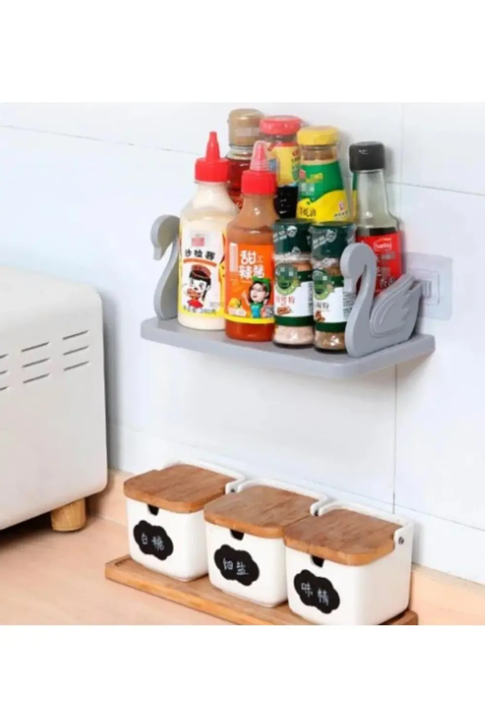 Kuğu Tasarımlı Kendinden Yapışkanlı Raf