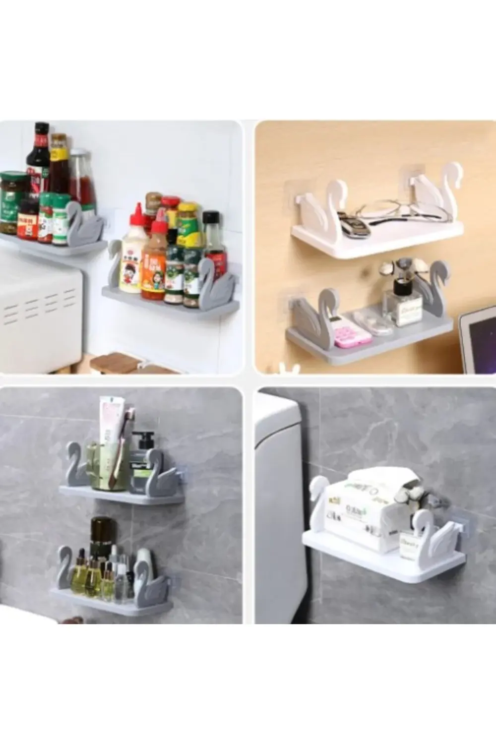 Kuğu Tasarımlı Kendinden Yapışkanlı Raf