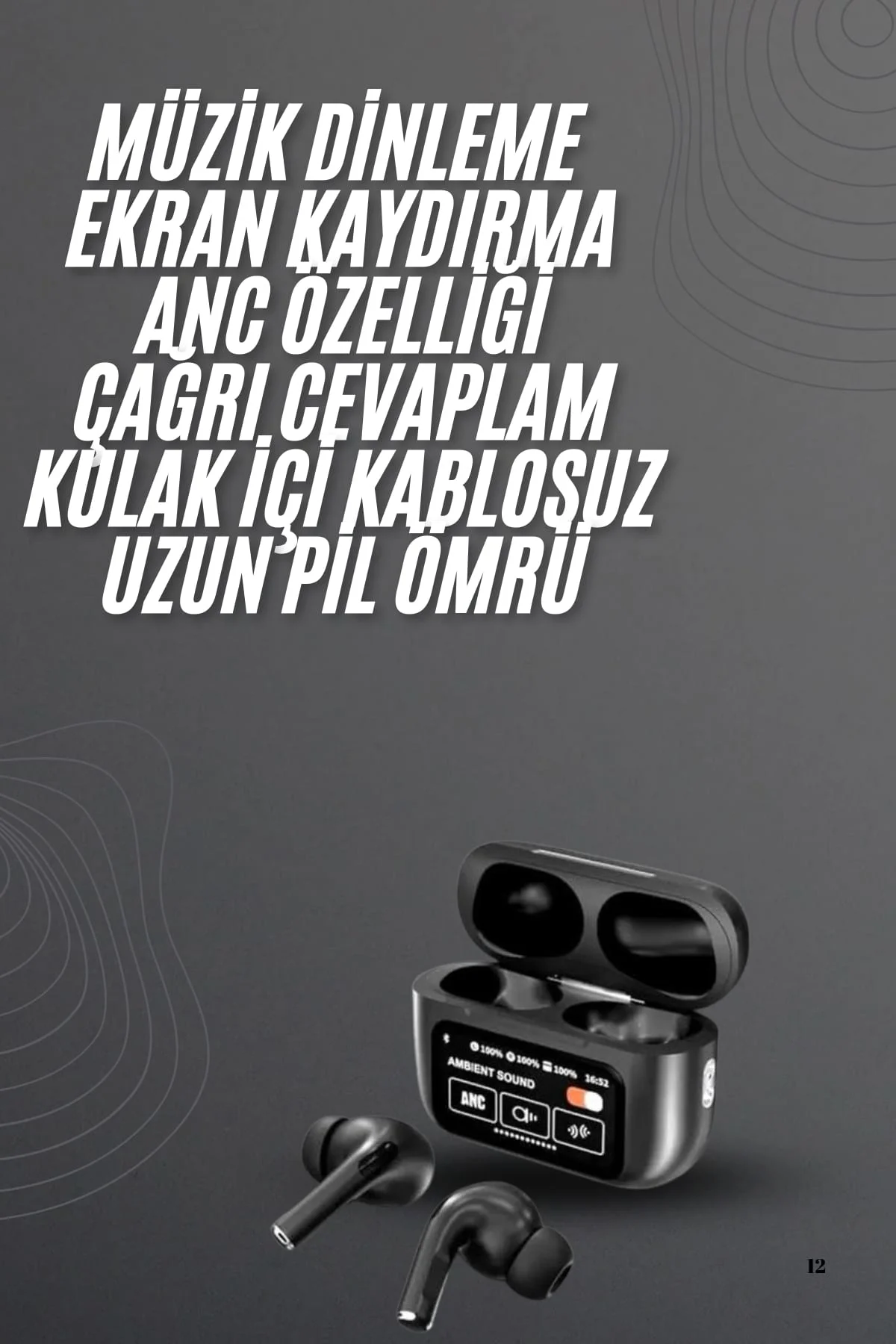 Kulak İçi Bluetooth Kulaklık Ekranlı Müzik Dinleme Çağrı Cevaplama Siyah Yeni Nesil
