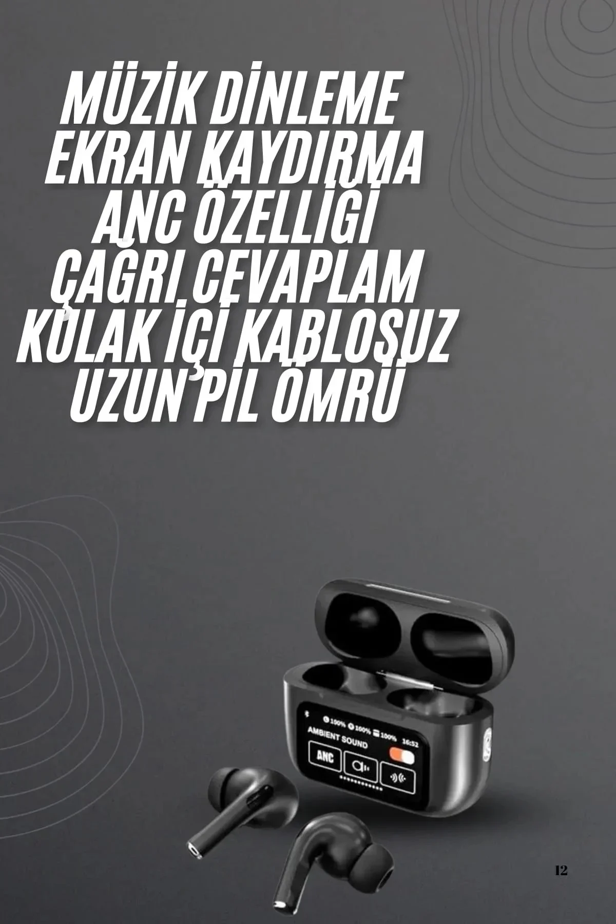 Kulak İçi Bluetooth Kulaklık Ekranlı Müzik Dinleme Çağrı Cevaplama Siyah Yeni Nesil Kulak İçi Bluetooth Kulaklık Ekranlı Müzik Dinleme Çağrı Cevaplama Siyah Yeni Nesil