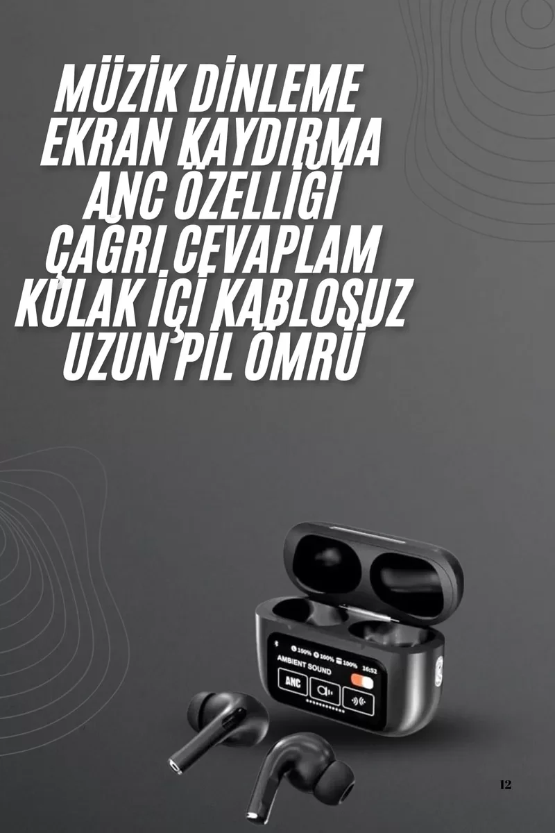 Kulak İçi Bluetooth Kulaklık Ekranlı Müzik Dinleme Çağrı Cevaplama Siyah Yeni Nesil