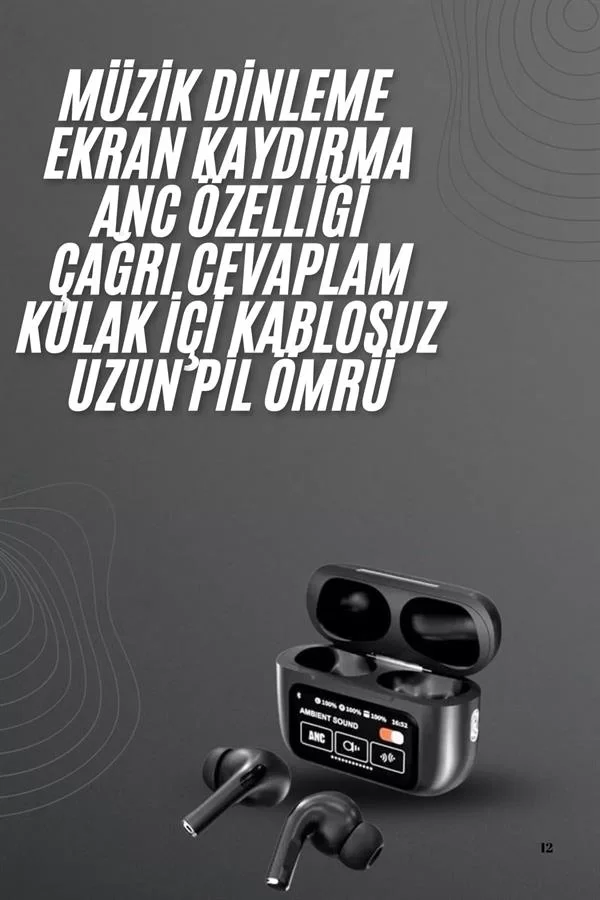 Kulak İçi Bluetooth Kulaklık Ekranlı Müzik Dinleme Çağrı Cevaplama Siyah - Lisinya