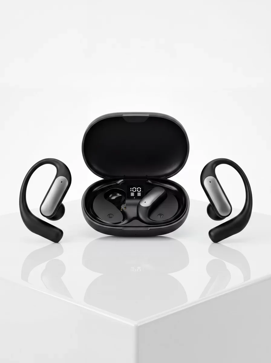 Kulak Kancalı Kablosuz Bluetooth Kulaklık Dijital Göstergeli Şarj