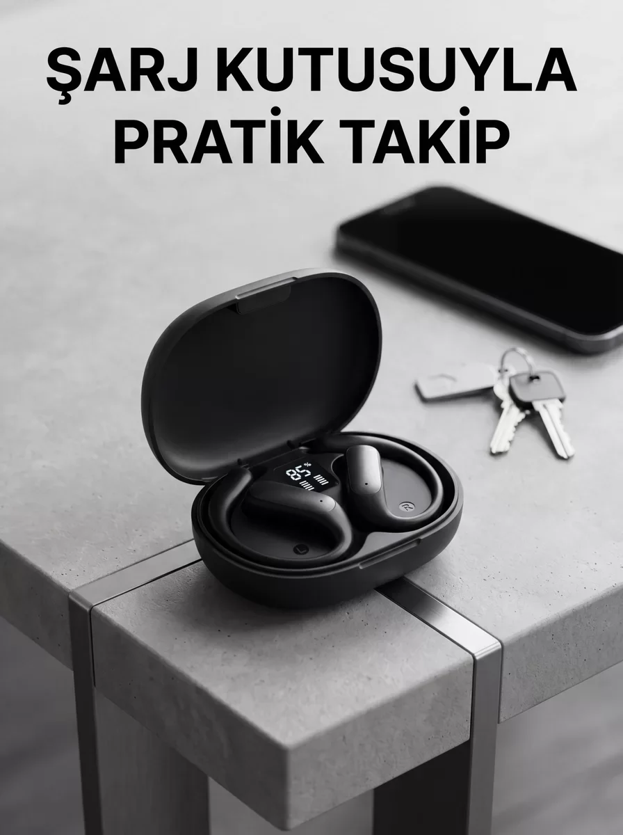 Kulak Kancalı Kablosuz Bluetooth Kulaklık Dijital Göstergeli Şarj