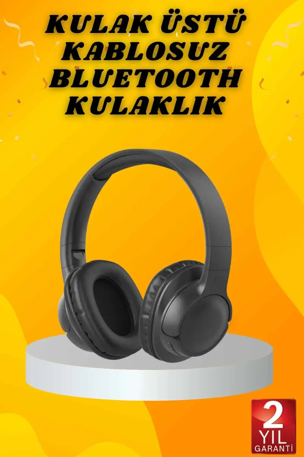 Kulak Üstü Bluetooth Kulaklık Ayarlanabiilir Uzun Pil Ömrü Kablos