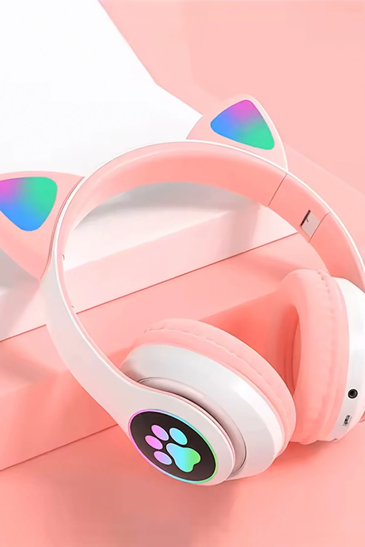 Kulak üstü Bluetooth Kulaklık - Renk: Pembe, Bluetooth Versiyon: 5.0, Mikrofon, Özellik: Kablolu