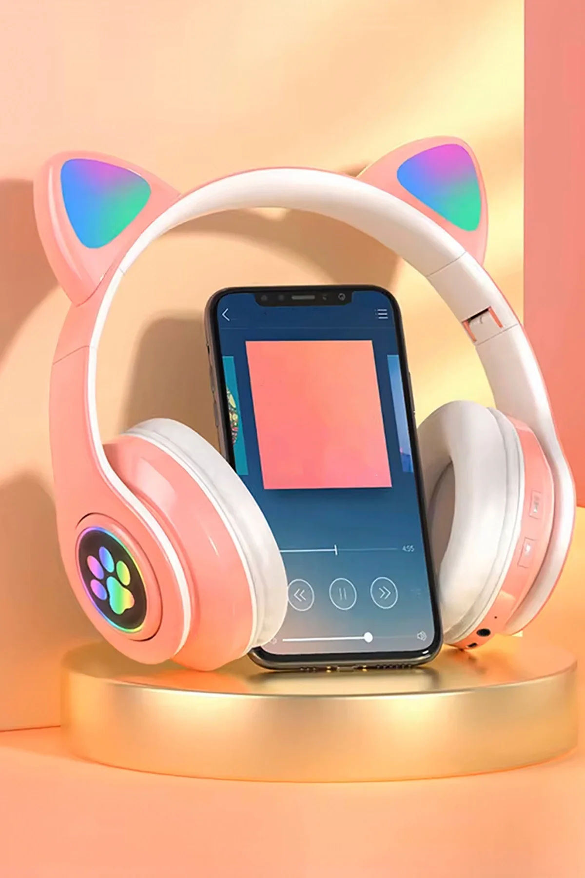 Kulak üstü Bluetooth Kulaklık - Renk: Pembe, Bluetooth Versiyon: 5.0, Mikrofon, Özellik: Kablolu