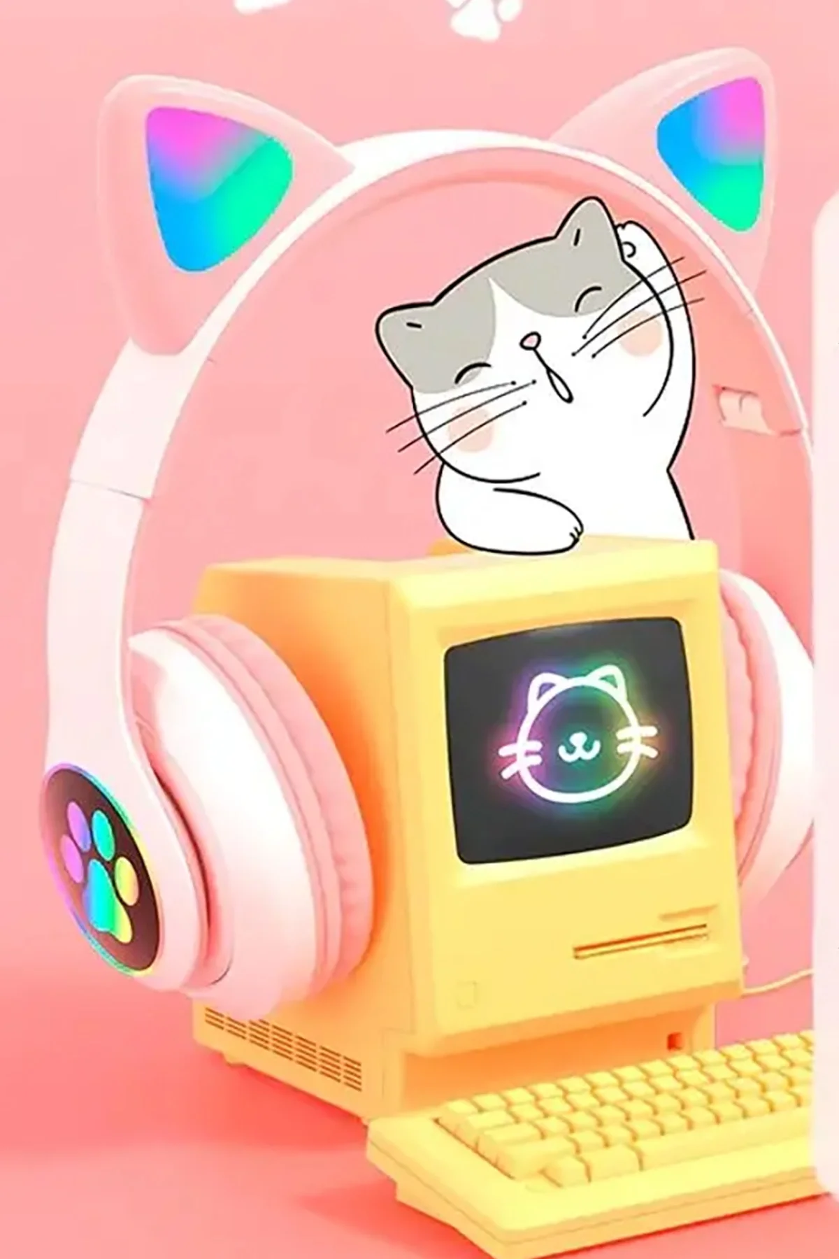 Kulak üstü Bluetooth Kulaklık - Renk: Pembe, Bluetooth Versiyon: 5.0, Mikrofon, Özellik: Kablolu
