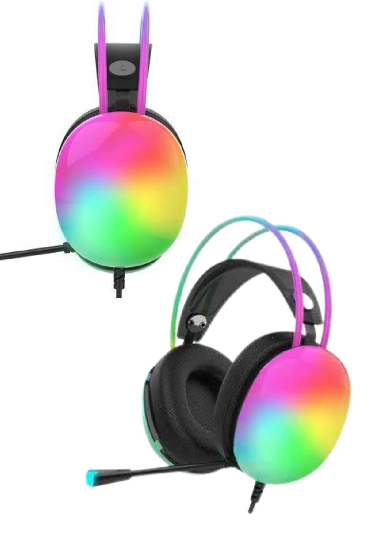 Kulak Üstü Kablosuz Bluetooth Kulaklık Unısex Renkli Işıklı Kulak