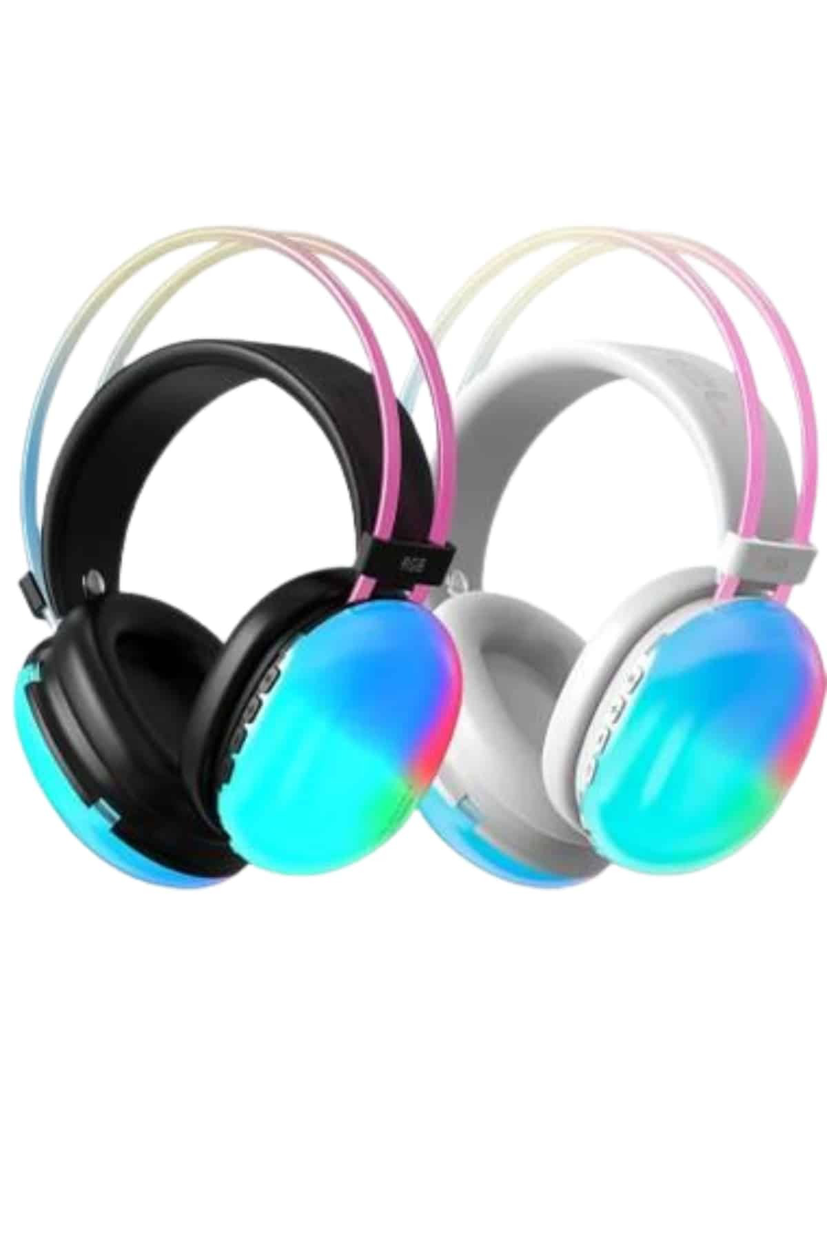 Kulak Üstü Kablosuz Bluetooth Kulaklık Unısex Renkli Işıklı Kulak