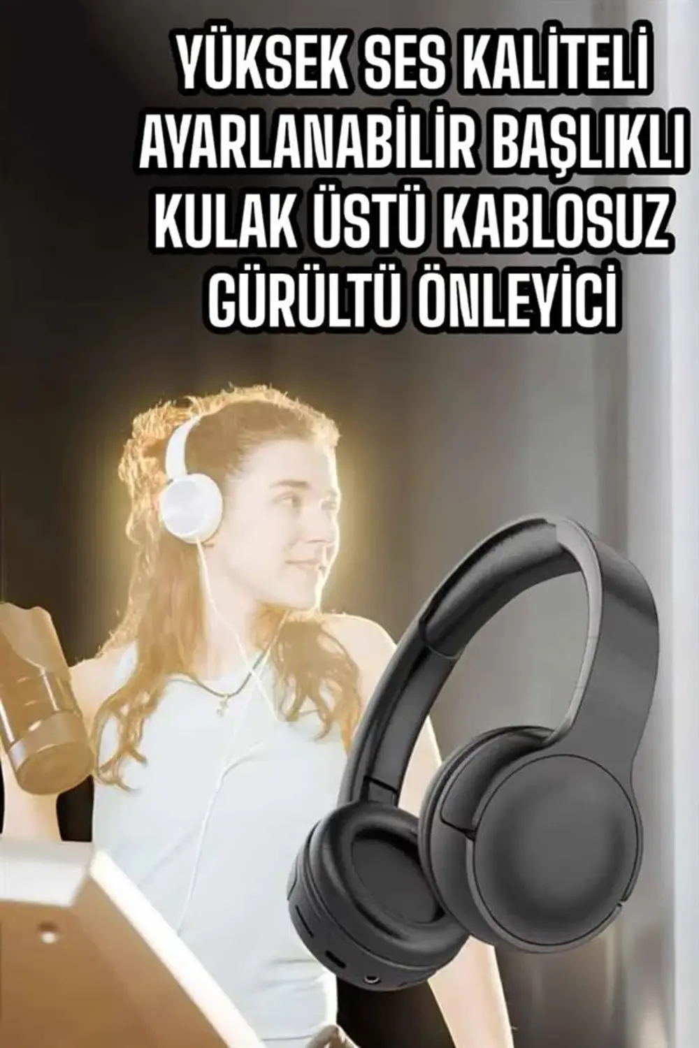 Kulak Üstü Kablosuz Bluetooth Kulaklık Gürültü Önleyici Uzun Şarj