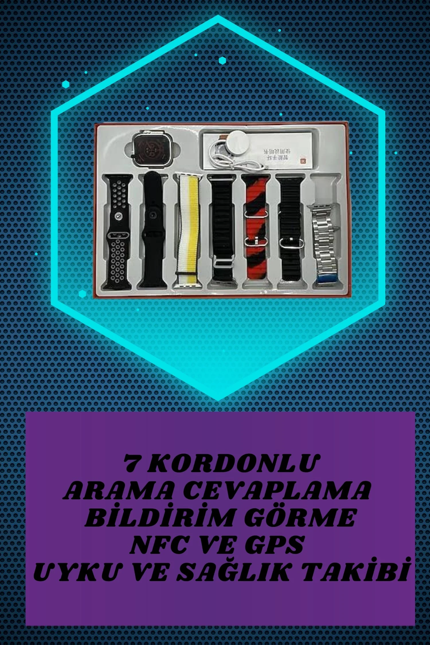 Kulak Üstü P9 Kablosuz Bluetooth Kulaklık ve 7 Kordonlu Akıllı Saat