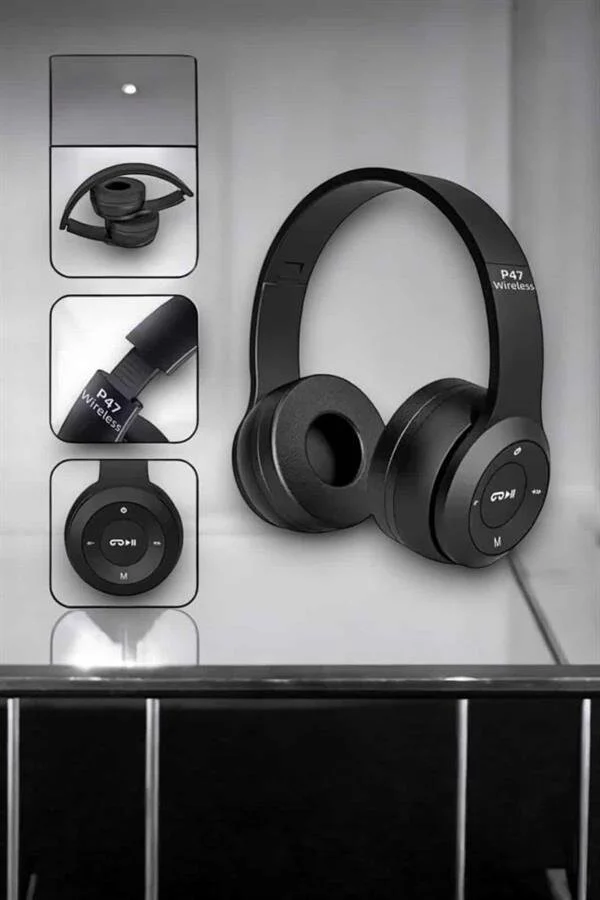 Kulak Üstü TF Kart ve AUX Destekli Ergonomik Bluetooth Kulaklık - Bluetooth 5.0, Ekstra Bass, Suya Dayanıklı