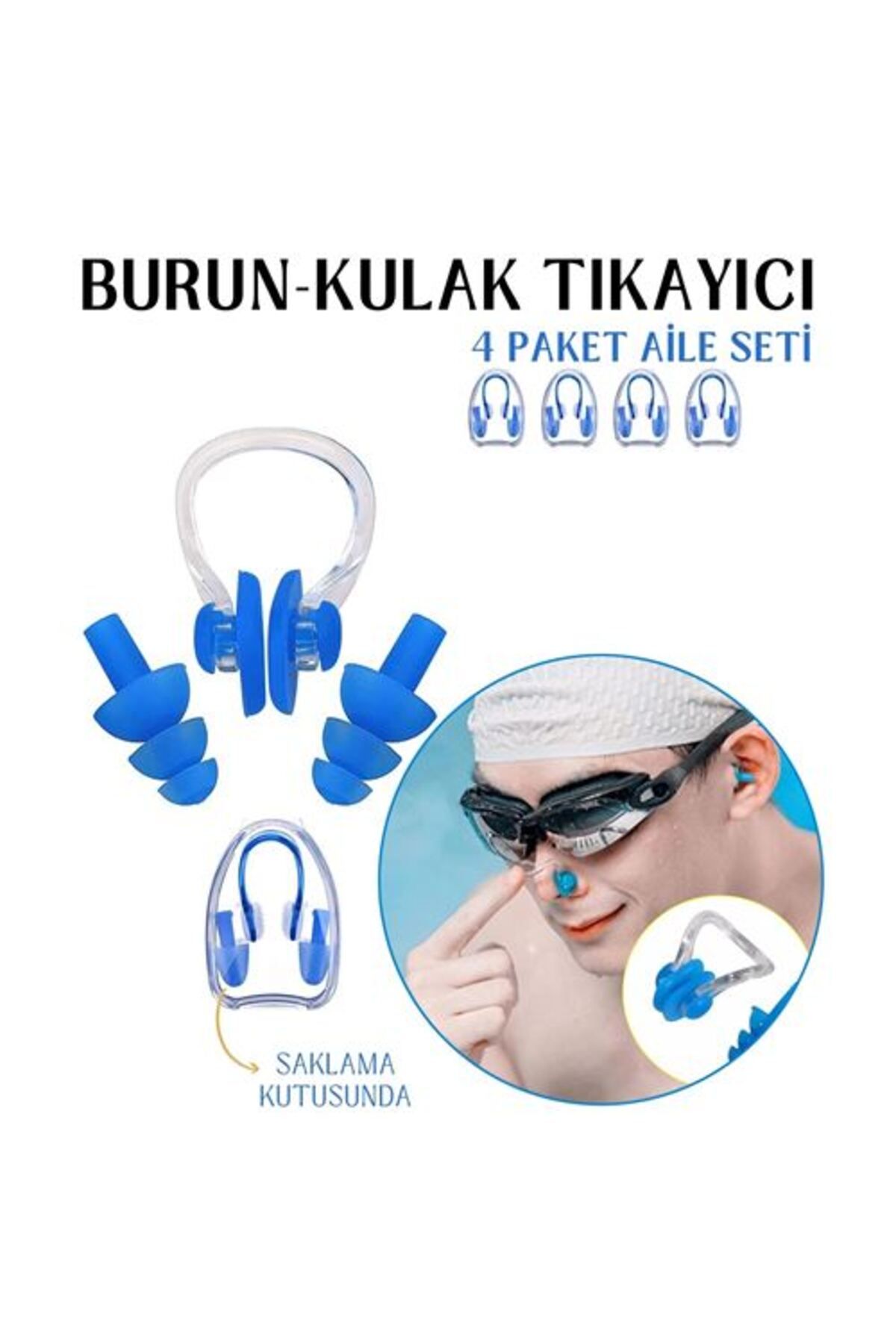 Kulak ve Burun Tıkayıcı Havuz 4 lü Aile Seti