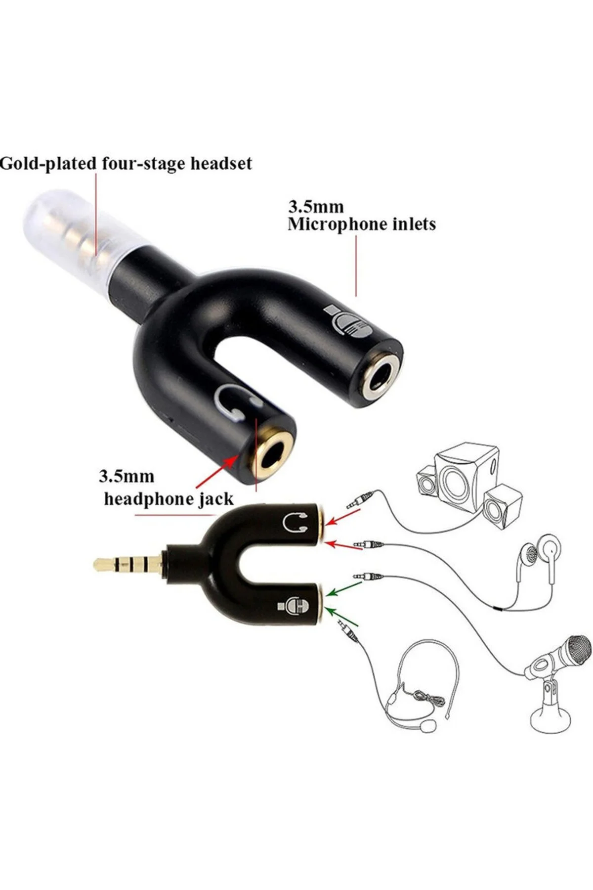 Kulaklık Mikrofon Ayırıcı Çoklayıcı 3.5mm Splitter Switch Stereo 