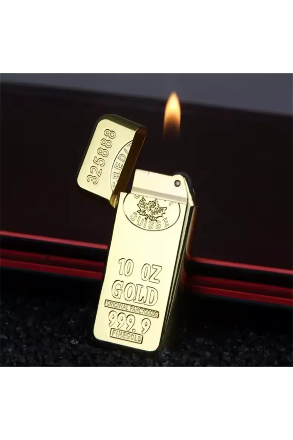 Külçe Altın Görünümlü Metal Sönmeyen Lüx Çakmak