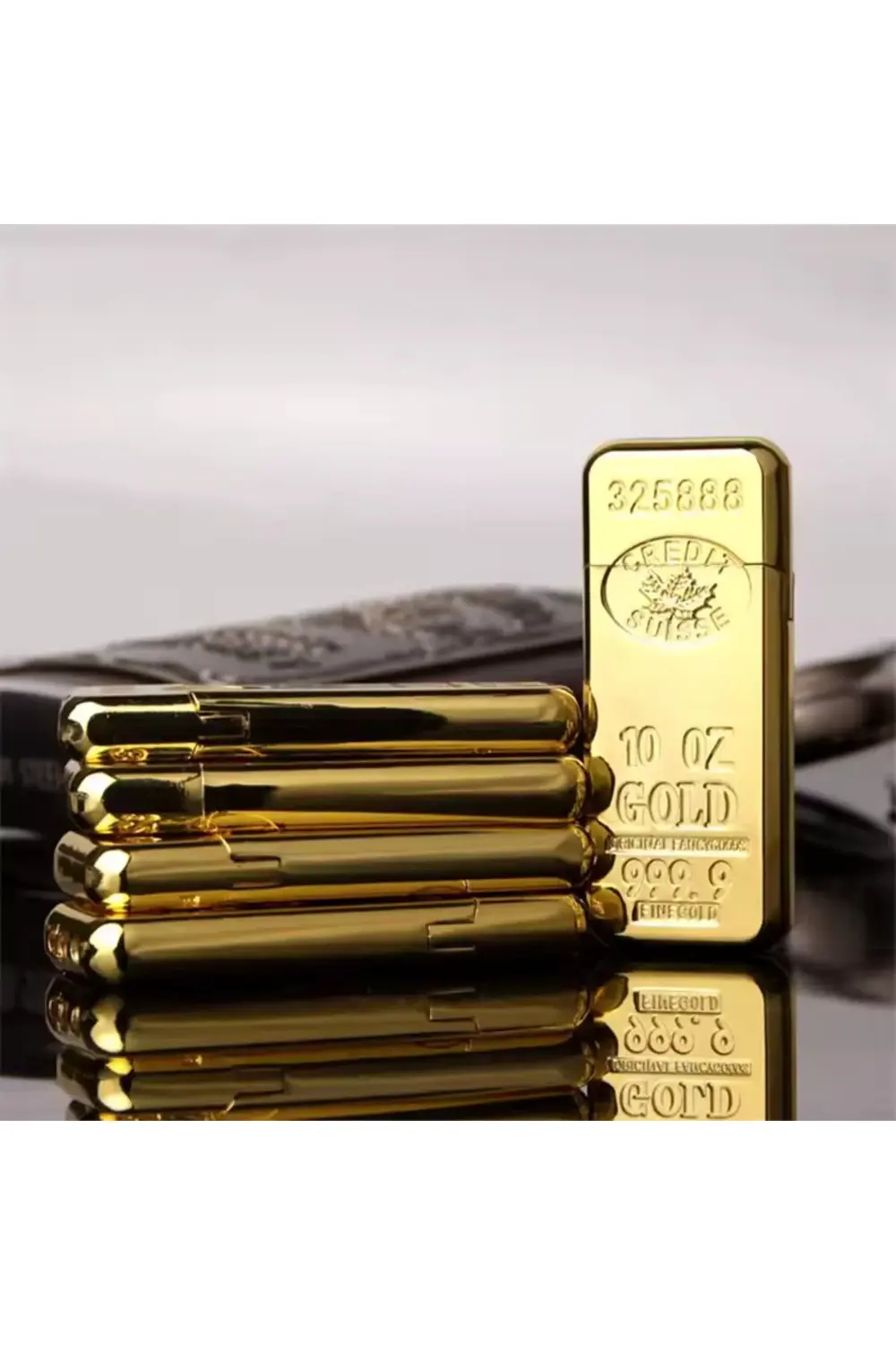 Külçe Altın Görünümlü Metal Sönmeyen Lüx Çakmak