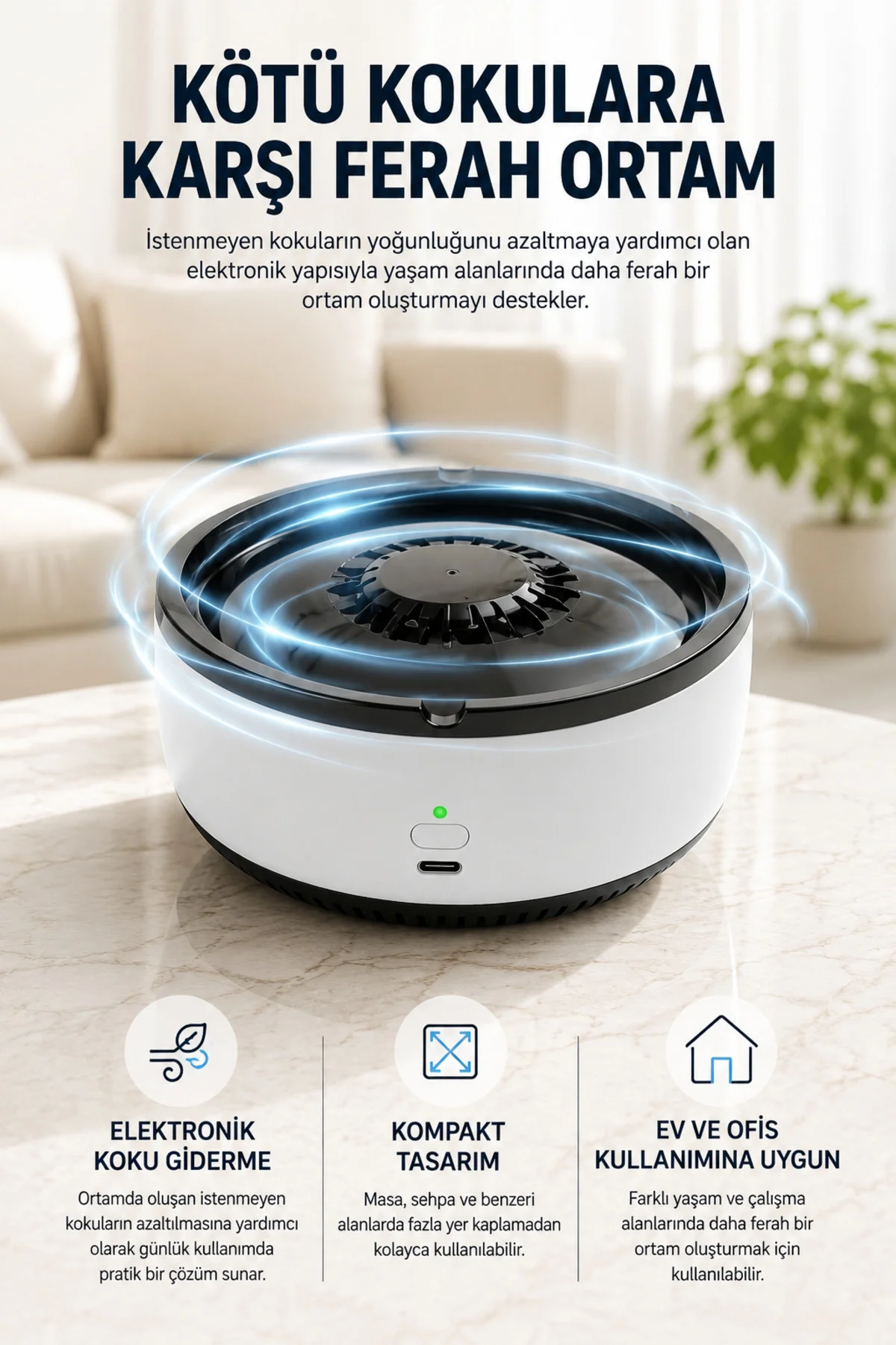 Küllük Duman Giderici Temizlenebilir Elektronik Pilli Küllük Duman Giderici Temizlenebilir Elektronik Pilli