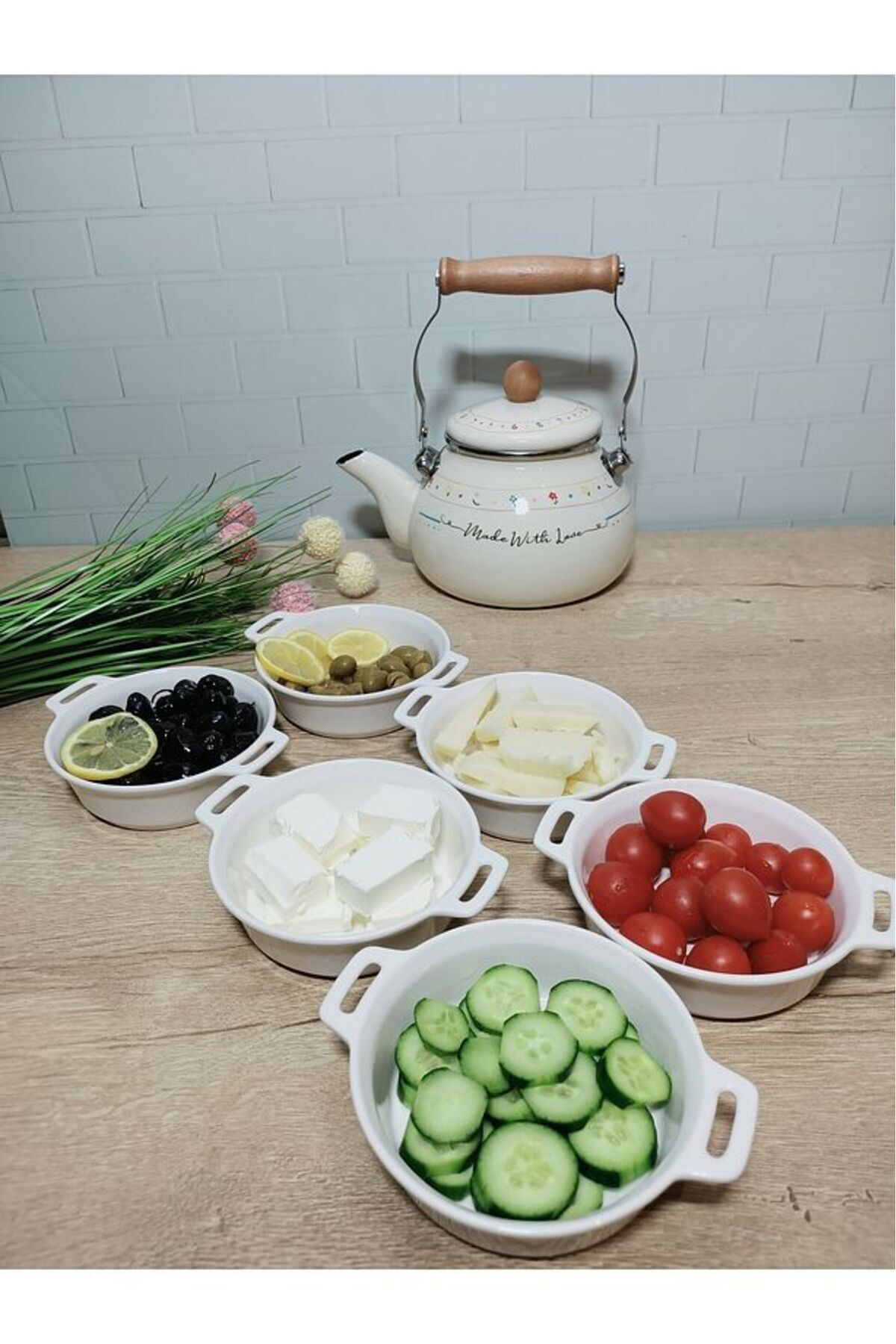 Kulplu 3lü Meze Tabağı Porselen