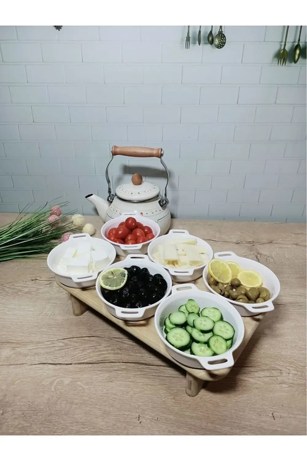 Kulplu 3lü Meze Tabağı Porselen