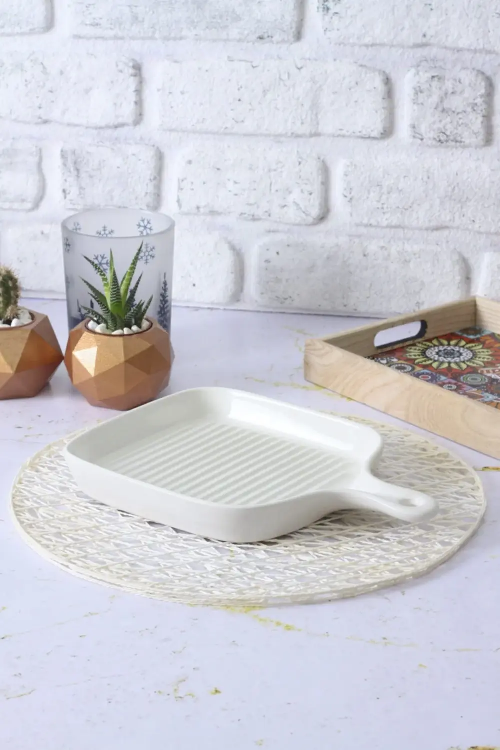 Kulplu Kare Izgara Fırın Kabı- 20 Cm