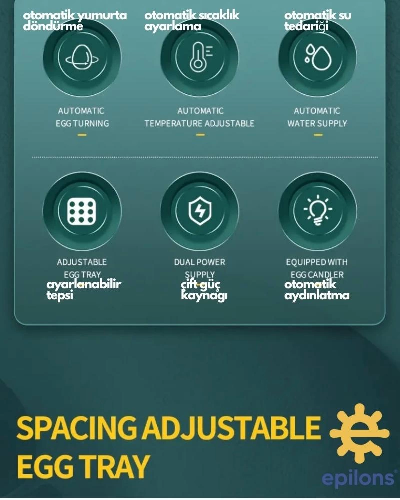 Kuluçka Makinesi Epo-130my Extra Hediyeli 130 Yumutalık Yedek Mot Kuluçka Makinesi Epo-130my Extra Hediyeli 130 Yumutalık Yedek Mot