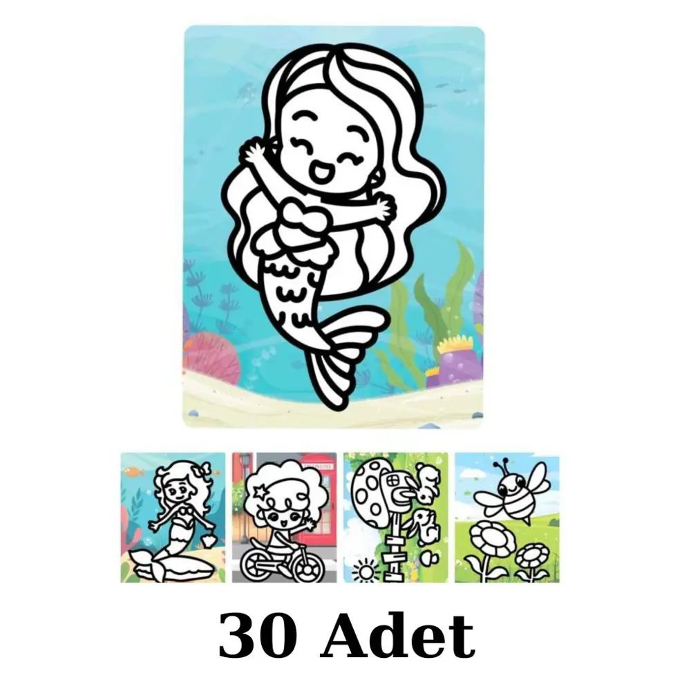 Kum Boyama Seti 30 Adet A4 Boyutunda (27x20 )