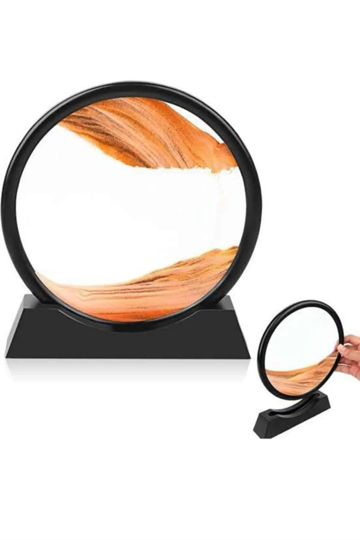 Kum Saati Yuvarlak Şık Kum Tablosu Dekoratif Kum Sulu Kum Saati -