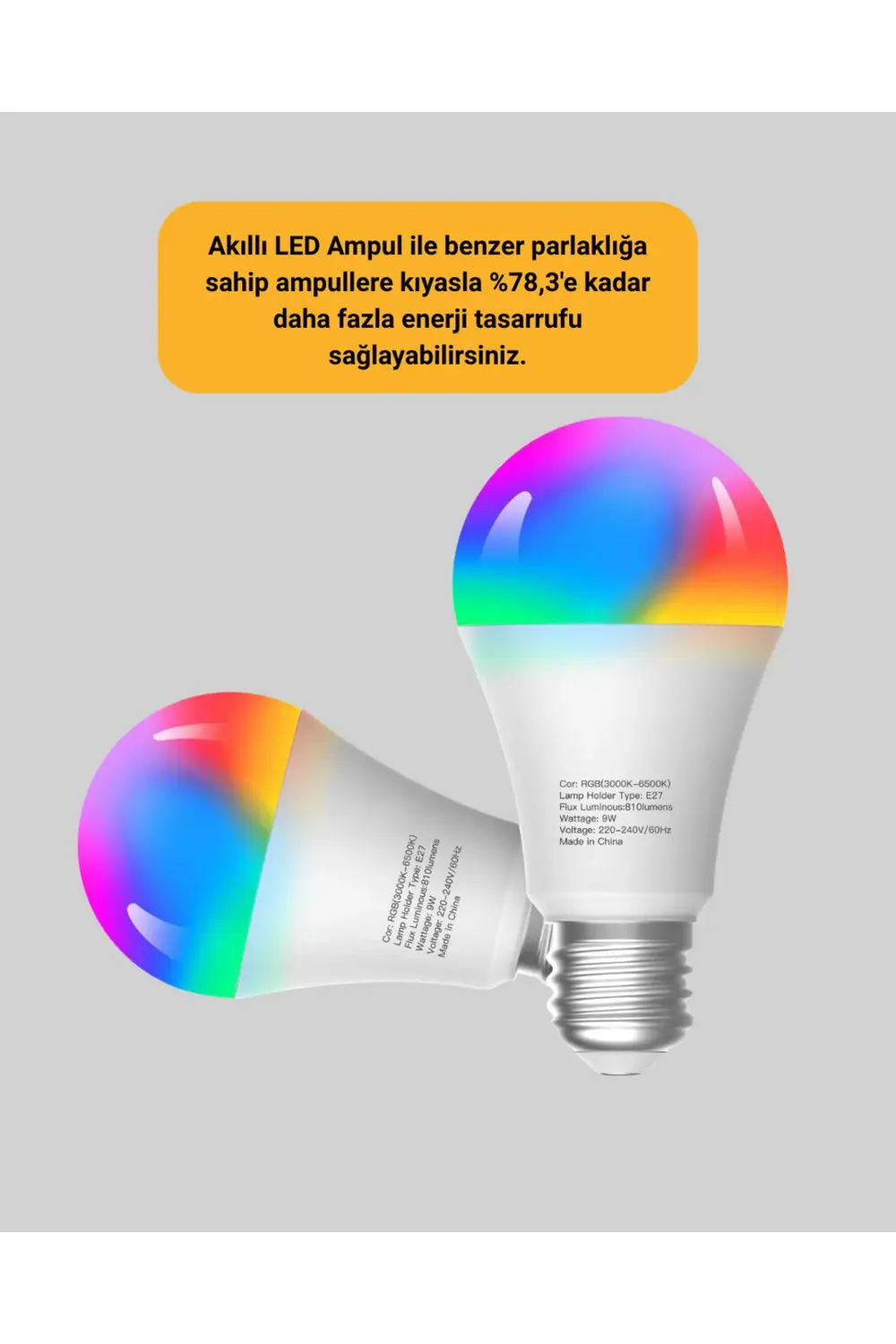 Kumanda Destekli Çok Renkli Akıllı LED Ampul