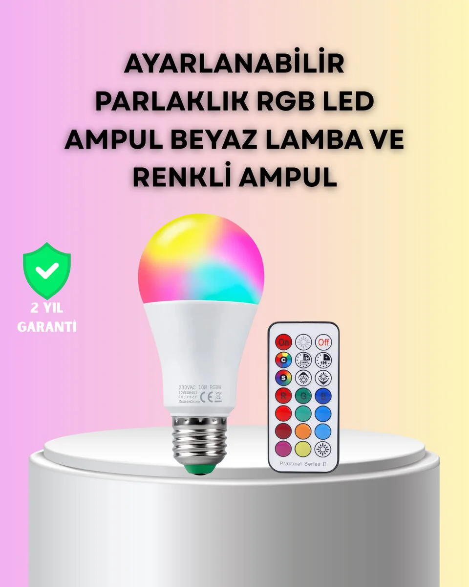 Kumanda Destekli Çok Renkli Akıllı LED Ampul - 16M Renk, Wi-Fi ve Enerji Tasarrufu