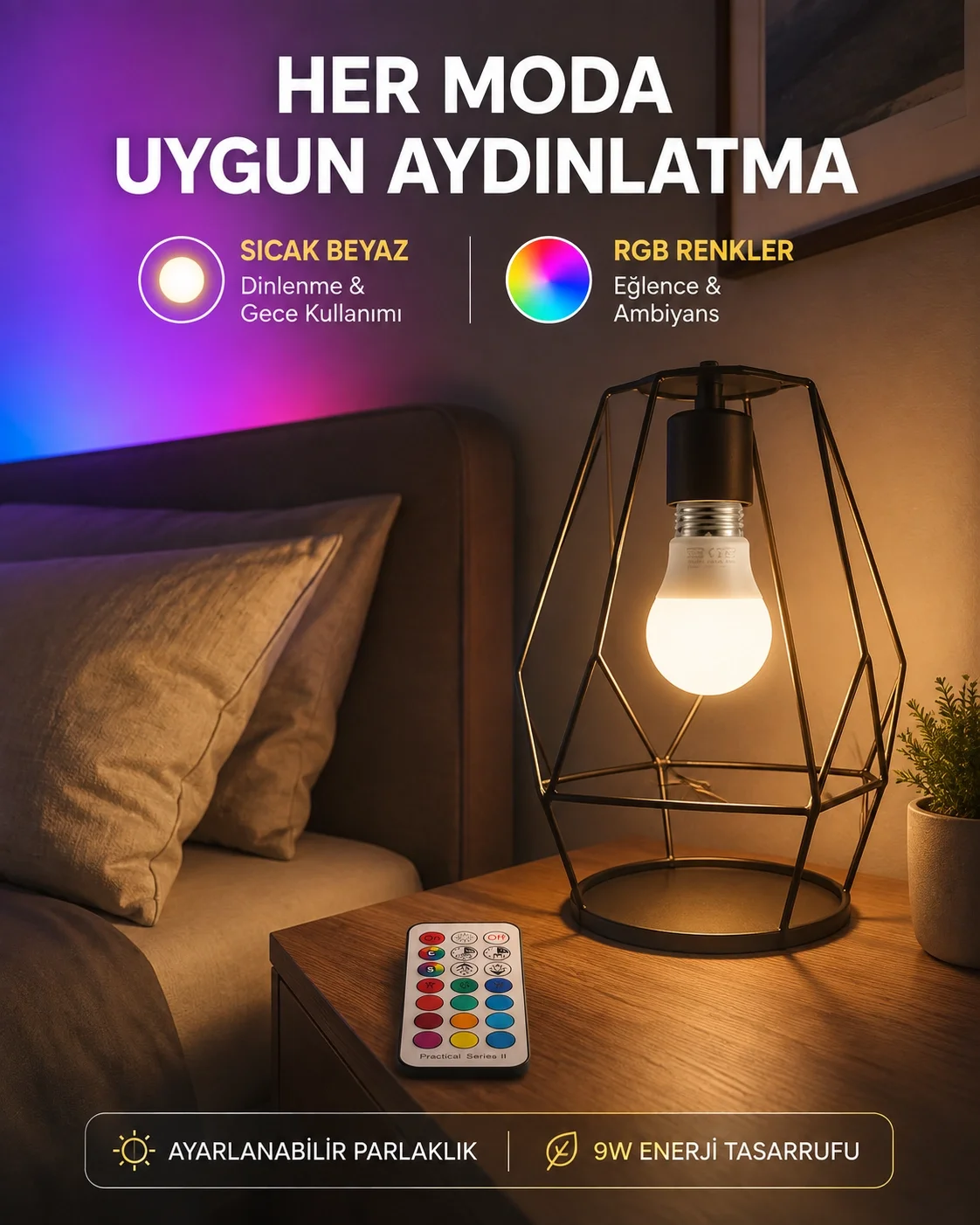 Kumanda Destekli Çok Renkli Akıllı LED Ampul Yeni Nesil Fiyatı, Yorumları ve Özellikleri