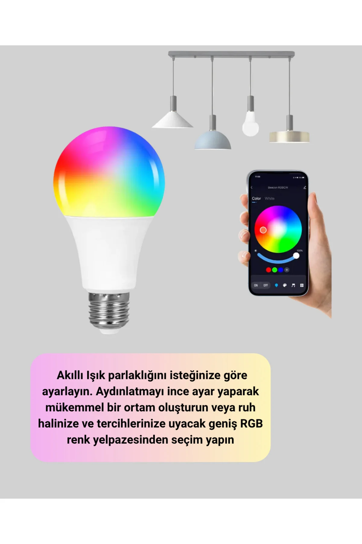 Kumanda Destekli Çok Renkli Akıllı LED Ampul