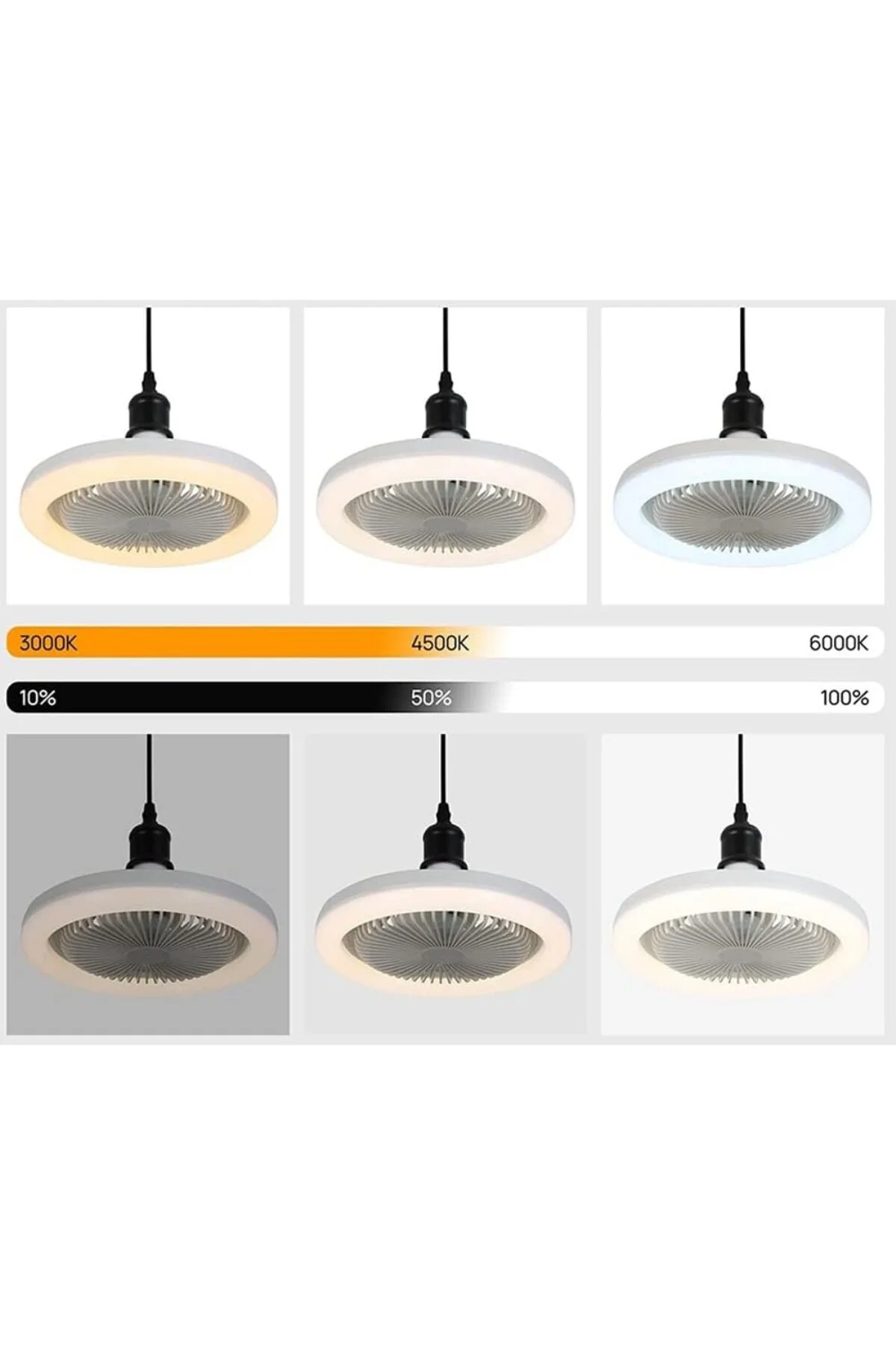Kumandalı 3 Mod Işıklı ve Fanlı Zaman Ayarlı Ledli Lambalı Tavan 