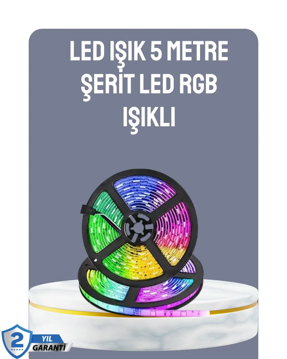 Kumandalı 5 Metre Şerit LED - Uzaktan Kontrol ve Suya Dayanıklı Dekoratif Aydınlatma