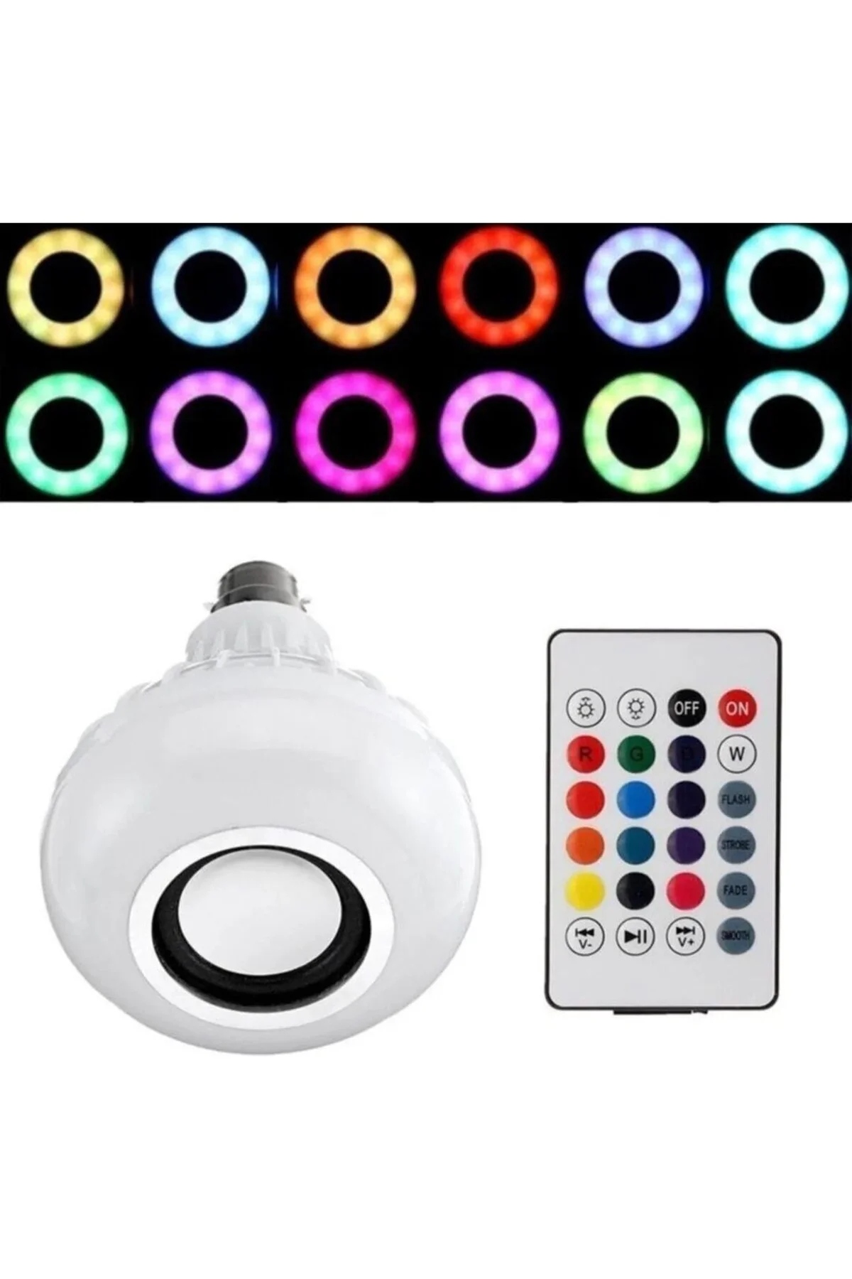 Kumandalı Bluetooth Hoparlör Ampul 500 Lümen Rgb