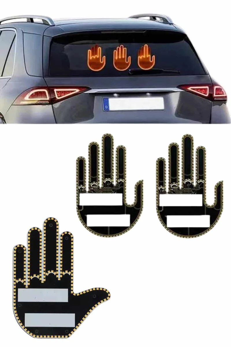 Kumandalı El Led Araba İçi 4 Farklı Mod El Orta Parmak Led Işık Seti