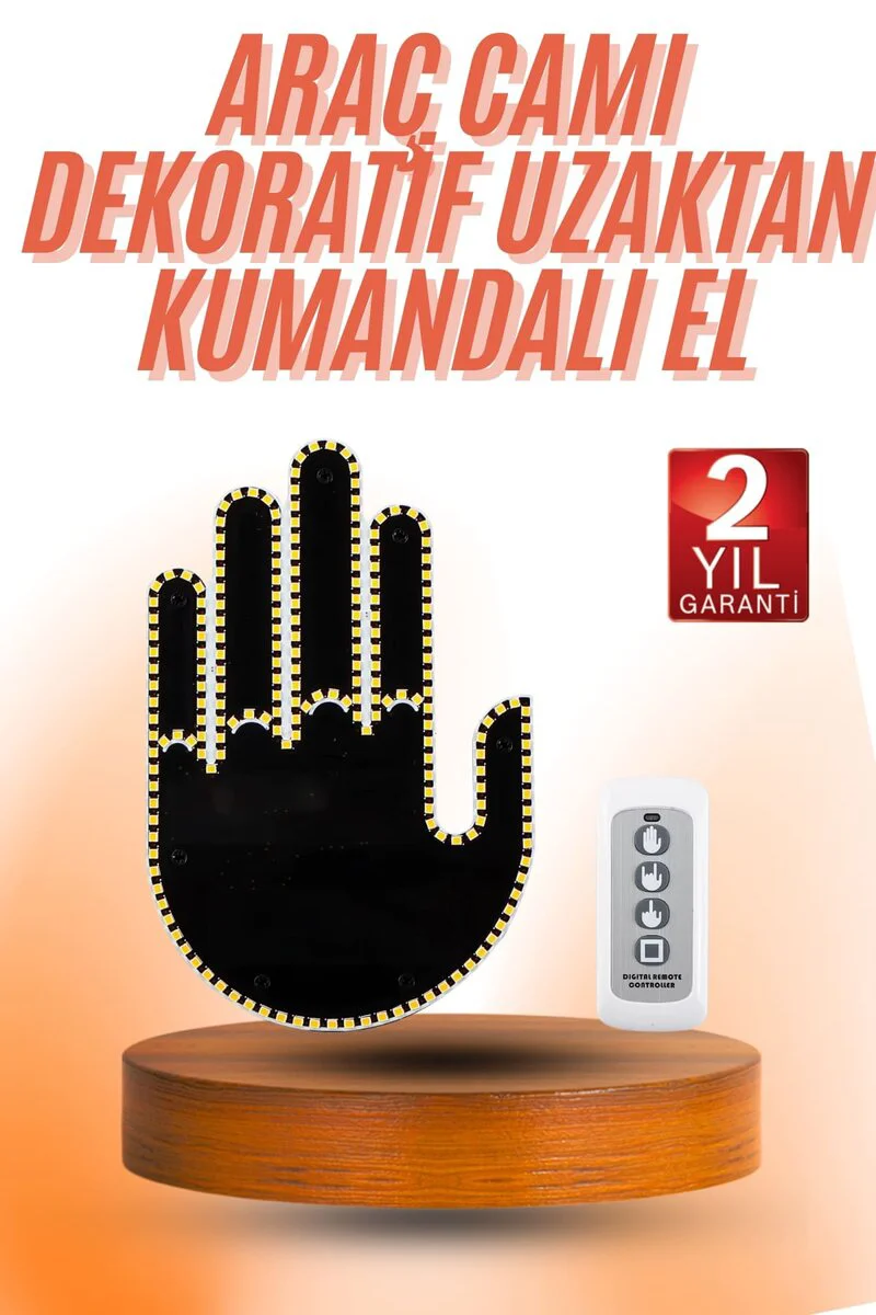 Kumandalı El Led Araba İçi 4 Farklı Mod El Orta Parmak Led Işık Seti